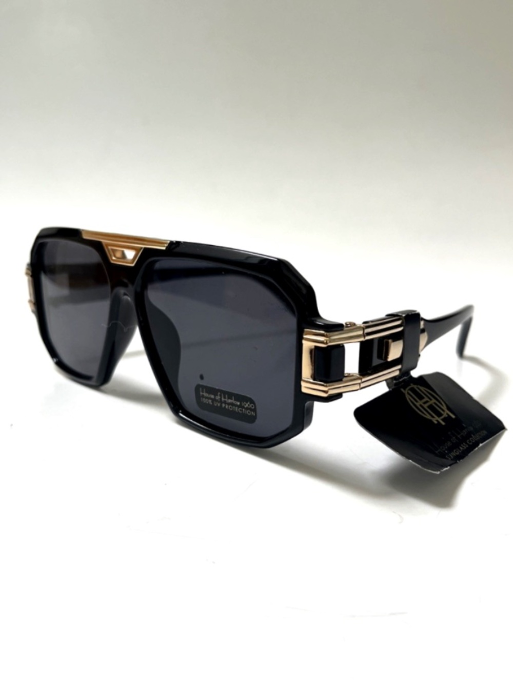 House of Harlow 1960 Aviator Sunglasses High Bridge Black Gold Acetate